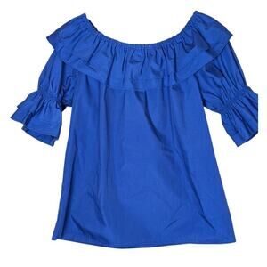 Royal Blue Malco Modes Medium Peasant Square/Round Dance Blouse